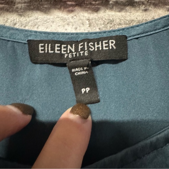 Eileen Fisher cami blouse teal blue green silk blend shirt top - Picture 3 of 6